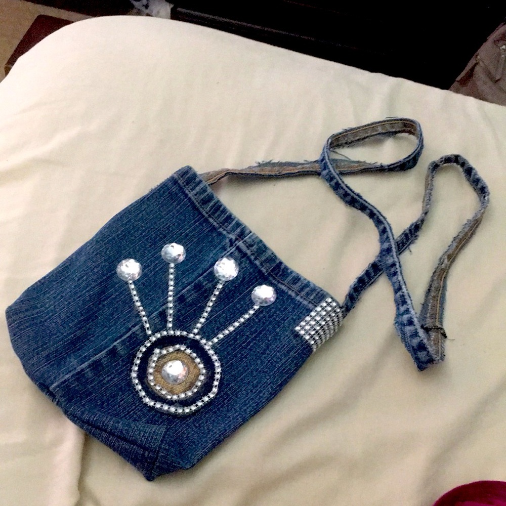 2 handmade shoulder jean purses